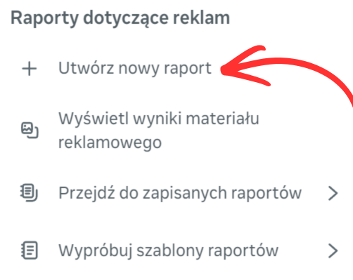 Menu raportów - Utwórz nowy raport